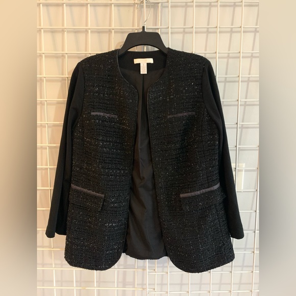 Chico’s tweed blazer size 1 medium black lined - Picture 1 of 5